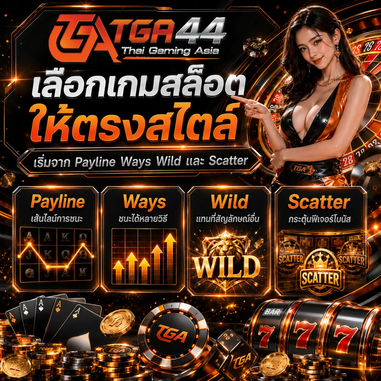 tga44 เลือกเกมสล็อตให้ตรงสไตล์ เริ่มจาก Payline Ways Wild และ Scatter